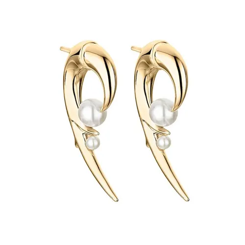 Shaun Leane 18ct Yellow Gold Plated Sterling Silver White Pearl Hooked Pearl Earrings
