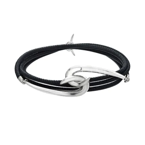 Shaun Leane Hook Sterling Silver Black Leather Bracelet - M