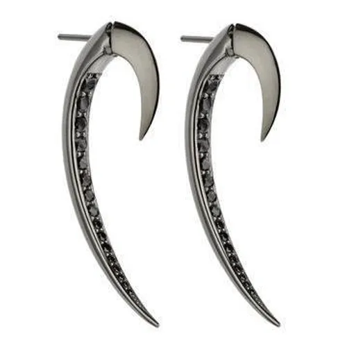 Shaun Leane Hook Sterling Silver Black Rhodium Spinel Size 1 Earrings - Silver
