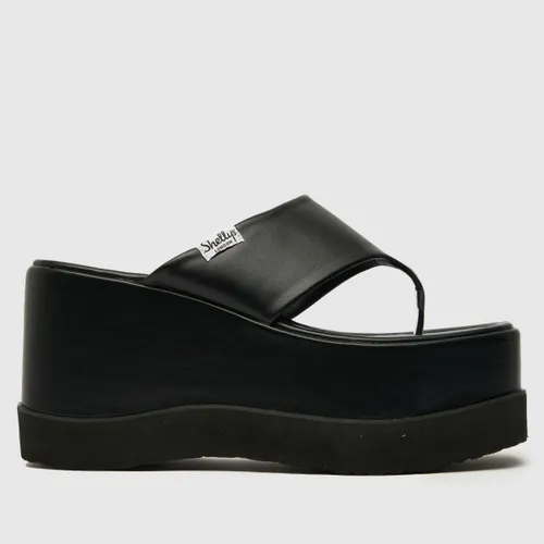 Shellys London Klub Platform Wedge Sandals In Black