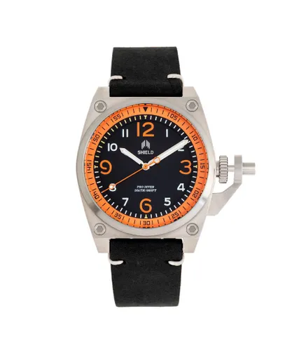 Shield Pascal Leather-Band Mens Diver Watch - Orange Stainless Steel - One Size