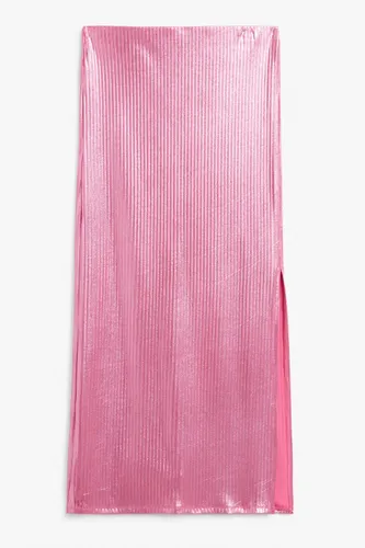 Shiny ribbed maxi skirt - Pink