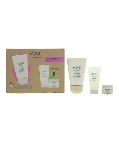 Shiseido Womens Waso Invisible Pore Care Gift Set: Moisturiser 15ml, Cleanser 30ml + Scrub Mask 80ml - One Size