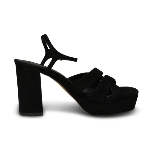 Shoe the Bear , Chunky Heel Nova Strap Suede - Black ,Black female, Sizes: