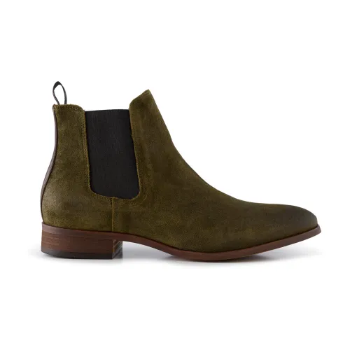 Shoe the Bear , Classic Chelsea Boot - Waxed Suede ,Green male, Sizes: