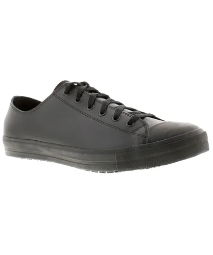 Shoes for Crews Delray Mens Leather Trainers in Black