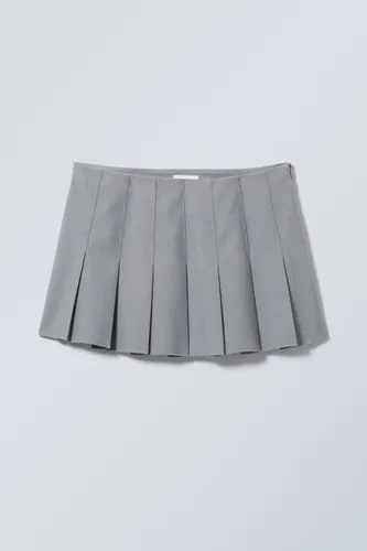 Short Pleated Mini Skirt - Grey