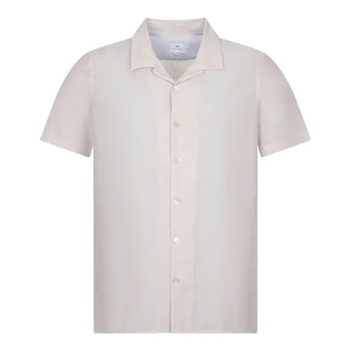 Short Sleeve Camp Collar Shirt - Beige