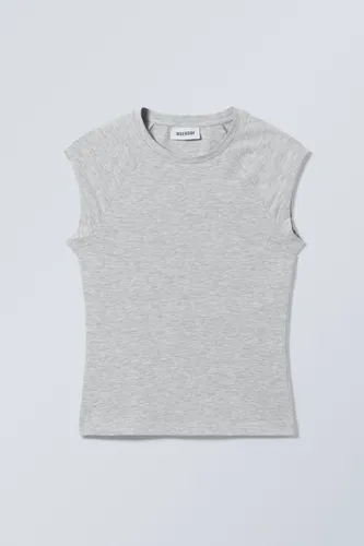 Short Sleeve Fitted Top - Grey