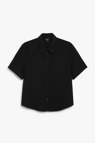 Short sleeve linen blend shirt - Black