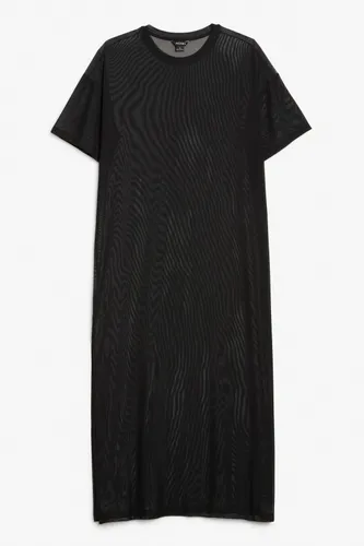 Short sleeve maxi mesh dress - Black