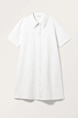 Short Sleeve Shirt Dress - White