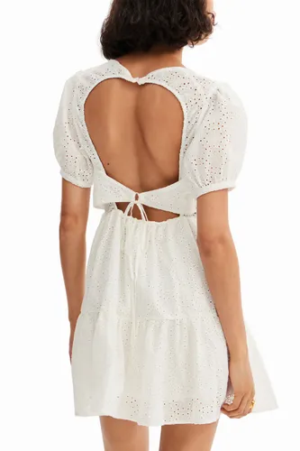 Short swiss embroidery dress - WHITE - S
