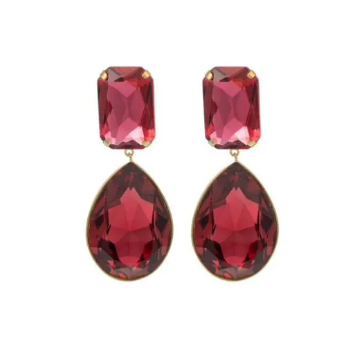 Shourouk , Shourouk RED Crystal Drop Earrings ,Red female, Sizes: ONE SIZE