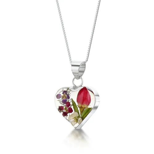 Shrieking Violet Sterling Silver Floral Heart Necklace - Option1 Value Silver