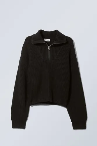 Sienna Half Zip Sweater - Black