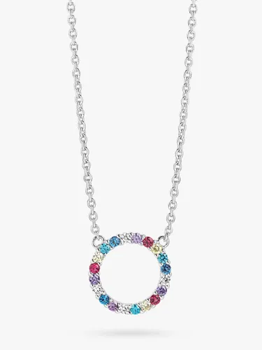 Sif Jakobs Jewellery Biella Grande Open Circle Cubic Zirconia Pendant Necklace - Silver/Multi - Female