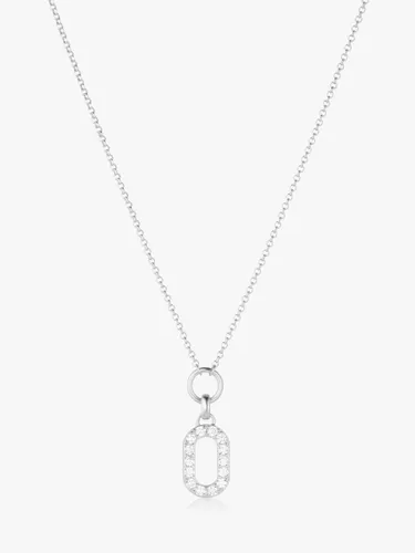 Sif Jakobs Jewellery Capizzi Piccolo Cubic Zirconia Pave Oval Pendant Necklace - Silver - Female