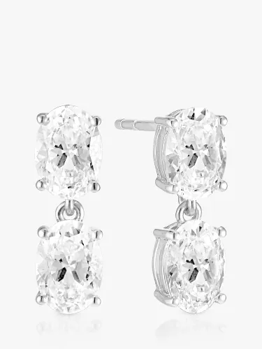 Sif Jakobs Jewellery Cubic Zirconia Oval Drop Earrings - Silver - Female