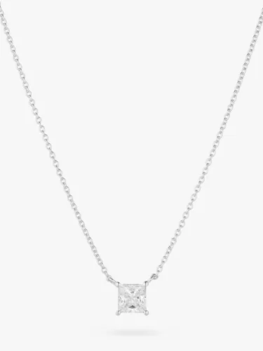 Sif Jakobs Jewellery Ellara Quadrato Princess Cut Cubic Zirconia Pendant Necklace - Silver - Female