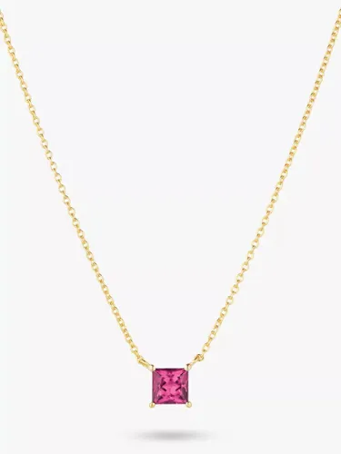 Sif Jakobs Jewellery Ellera Quadrato 18ct Gold Plated Cubic Zirconia Necklace - Gold/Pink - Female