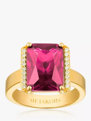 Sif Jakobs Jewellery Roccanova Altro Grande Emerald Cut Zirconia Statement Ring, Gold/Red - Gold/Red - Female - Size: N