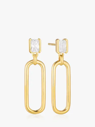 Sif Jakobs Jewellery Roccanova Lungo Cubic Zirconia Stud Oval Drop Earrings - Gold - Female