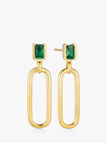Sif Jakobs Jewellery Roccanova Lungo Cubic Zirconia Stud Oval Drop Earrings - Gold/Green - Female