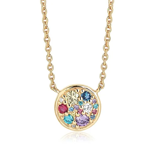 Sif Jakobs Novara 18ct Gold Plated Sterling Silver Multicolour Zirconia Necklace - Silver