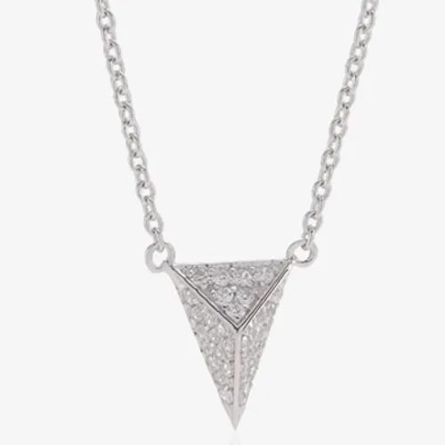Sif Jakobs Rhodium Plated 'Pecetto Piccolo' White Pave Triangle Necklace SJ-C3307-CZ