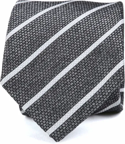 Silk Tie White Stripe K82-1 Grey Dark Grey