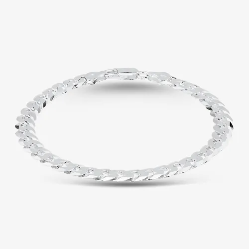 Silver 8.5 Inch Flat Curb Chain Bracelet SUFC-680-AG-8.5
