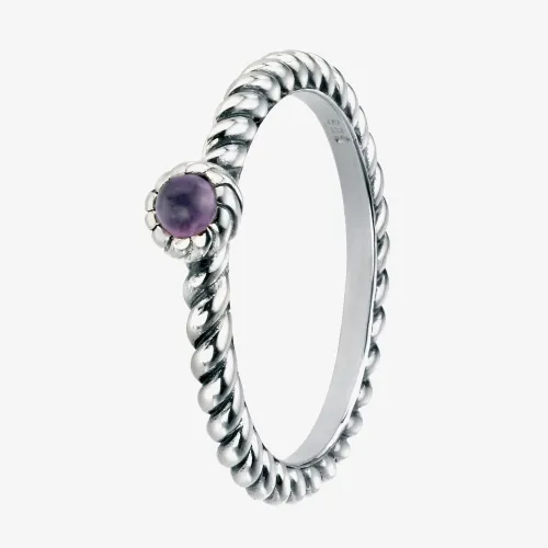 Silver And Cubic Zirconia Oxidised Purple Twist Ring R3443M-56 (O 1/2)