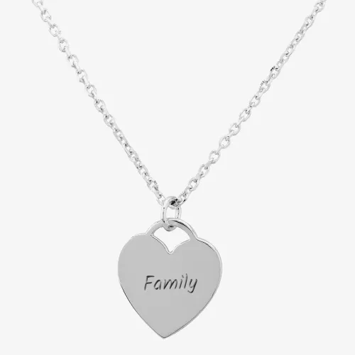 Silver Classic Family Heart Pendant Necklace THB001504