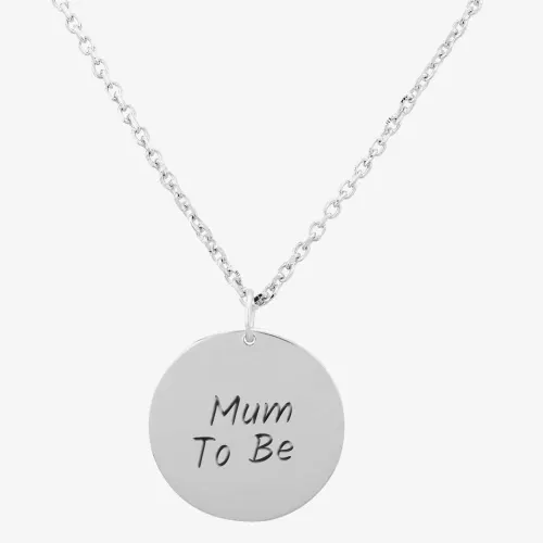 Silver Classic Mum To Be Disc Pendant Necklace THB001604