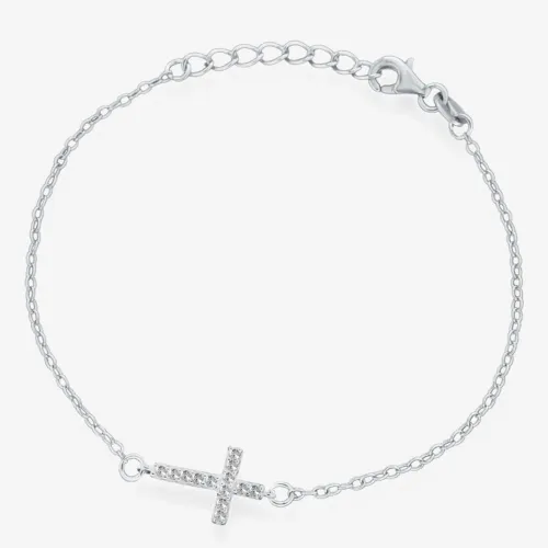 Silver Cubic Zirconia Cross Bracelet 8.28.9892