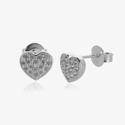Silver Cubic Zirconia Heart Stud Earrings E4015C