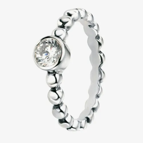 Silver Cubic Zirconia Round Ball Ring R3457C-54 (N)