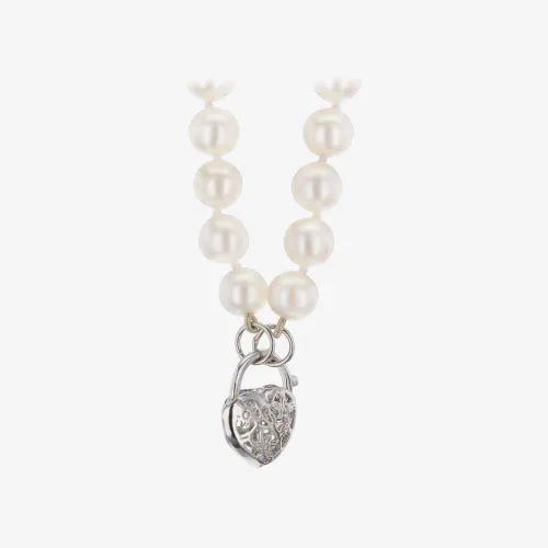 Silver Freshwater Pearl Heart Clasp Bracelet BRW70019FW