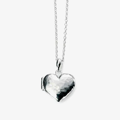 Silver Hammered Heart Locket N3924