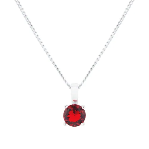 Silver July Red Cubic Zirconia Pendant