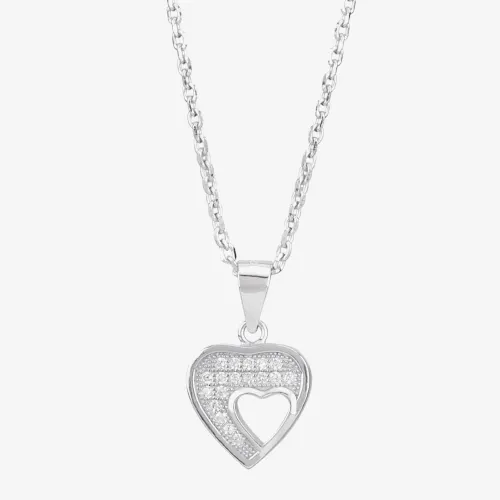 Silver Pavé Cut-Out Heart Pendant E612067-P