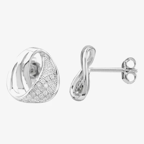 Silver Pavé Twisted Teardrop Stud Earrings E610287