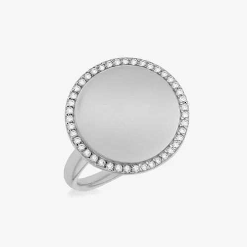 Silver Rhodium Plated Cubic Zirconia Round Signet Ring 8.82.0100 N