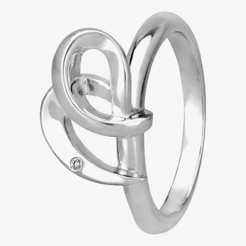 Silver Sparkle Silver Abstract Knotted Heart Ring DR365C(T) 52