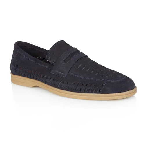 Silver Street London Mens Perth Navy Blue Suede Leather