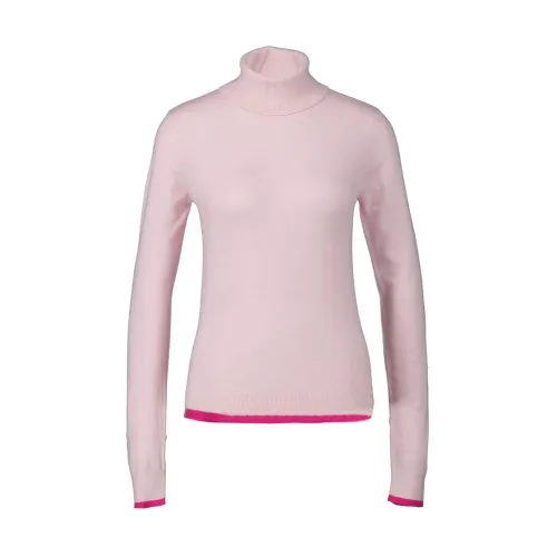 Silvian Heach , Light Pink Fitted Turtleneck with Decorative Stripe ,Pink female, Sizes: