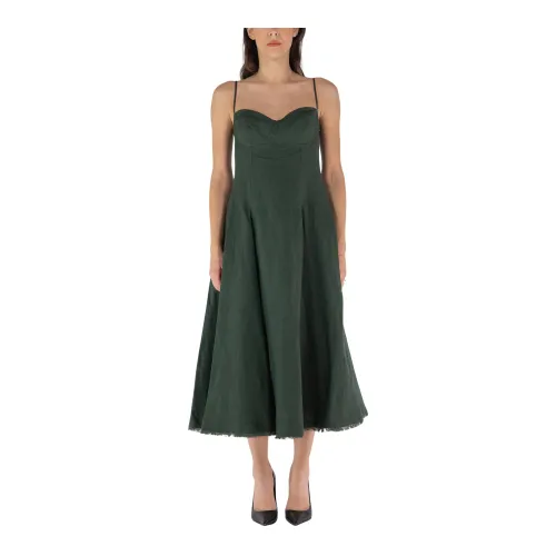 Simkhai , Midi Analise Sleeveless Bustier Dress ,Green female, Sizes: