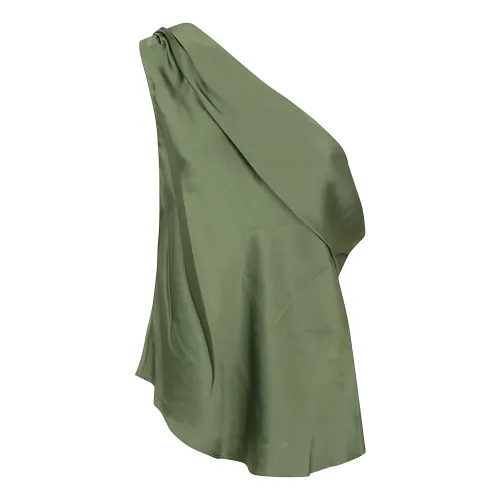 Simkhai , Nori Draped One Shoulder Top ,Green female, Sizes: