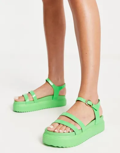 Simmi London bryliegh strappy flatform sandals in green snake